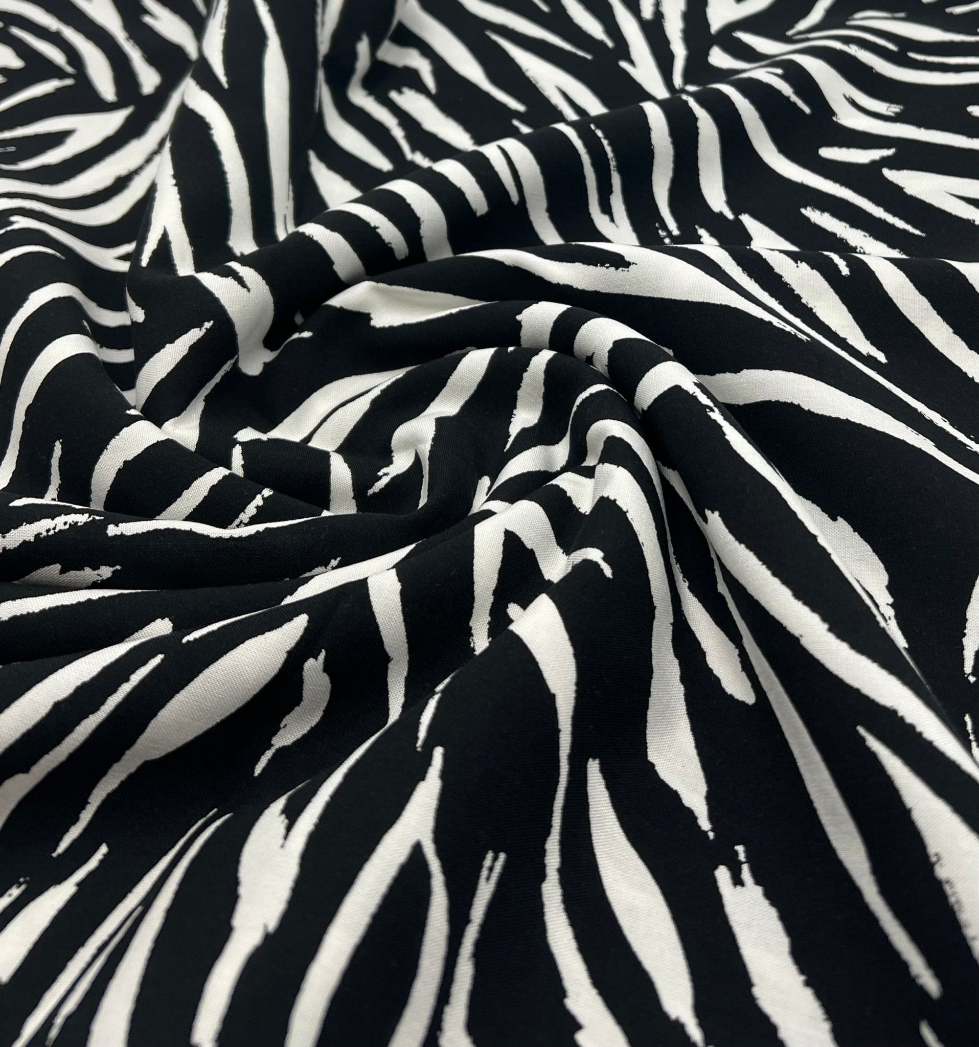 Black Zebra Non Stretch Woven Dress Craft Fabric - T9 Fabrics